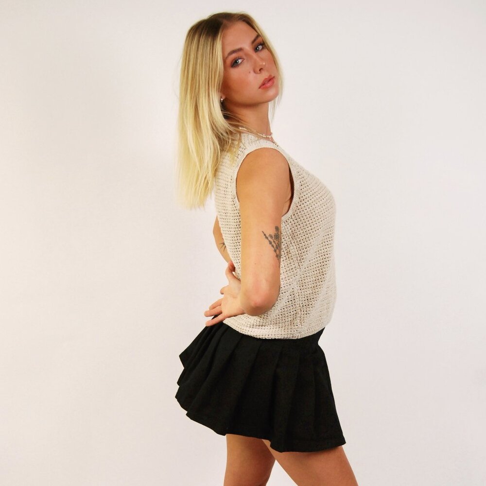 Linen Knit Tank (XL) vintage 90s beige gap top minimalist basic indie preppy - Picture 2 of 8
